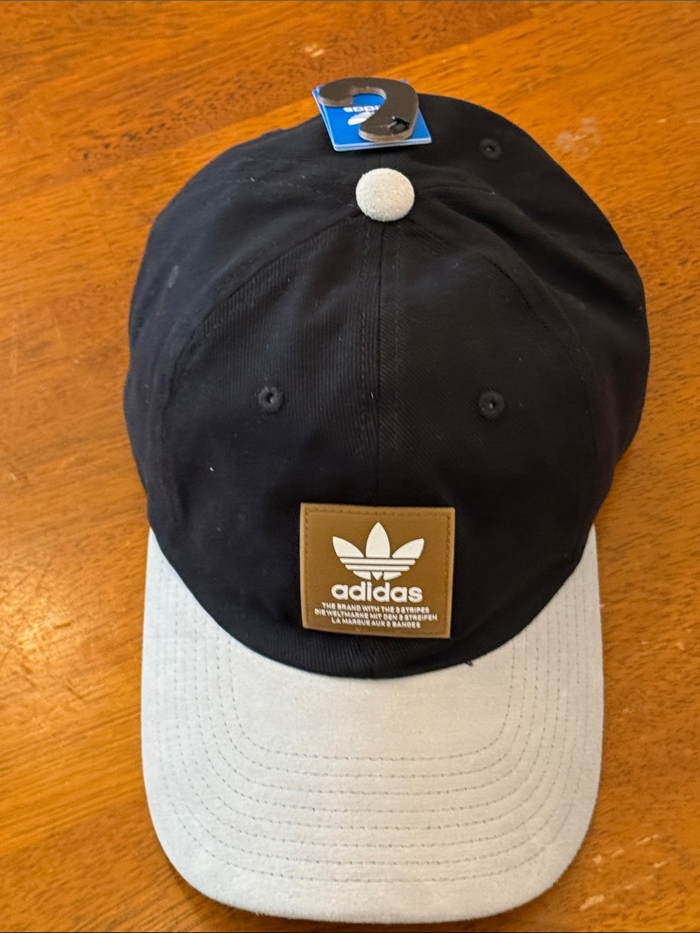 adidas Black Crown with Light Gray Visor Trefoil Patch Cap